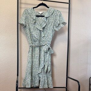 LC Lauren Conrad Multi-Color Floral Ruffle Wrap Dress